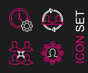 Set line Project team base, Human resources and Time Management icon. Vector