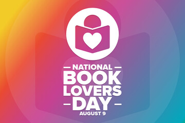 National Book Lovers Day. August 9. Holiday concept. Template for background, banner, card, poster with text inscription. Vector EPS10 illustration.