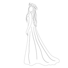 women bride, princess sketch isolated