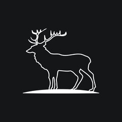 deer silhouette vector illustration. Drawing deer logo with white vector template