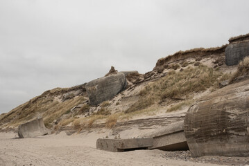 Bunker battery on Lyngby beach, Denmark.  