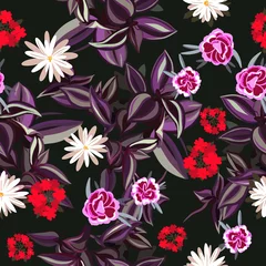 Foto auf Acrylglas summer flowers blossom Seamless pattern © Mary