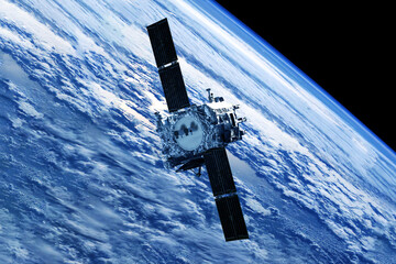 Fototapeta premium Space satellite, above the Earth. Elements of this image furnished by NASA