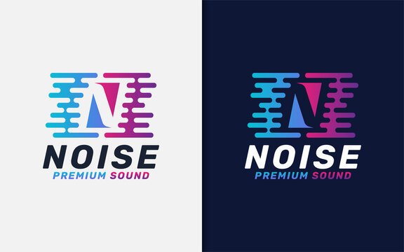 Modern Initial Letter N Logo Design With Noise Surround Sound Concept.