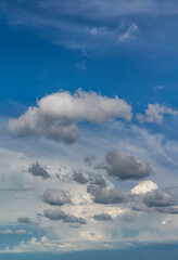 Fantastic clouds against blue sky, panorama