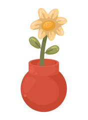 red vase with flower