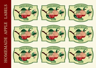 Labels for jars with apples. home preservation. Apple jam stickers