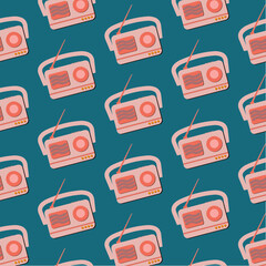 retro radio icon seamless pattern