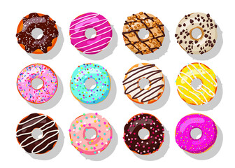 Donuts Doughnuts Isolated On White Background Vector - 516458419