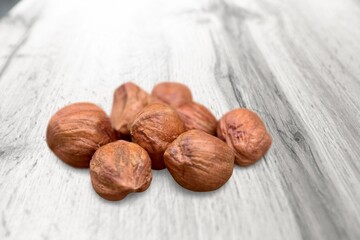 Pile of peeled roasted nuts. Package design element