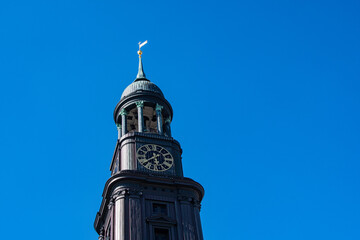 The church tower of the evangelical St. Michaelis in Hamburg