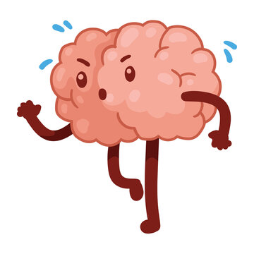 brain running comic character