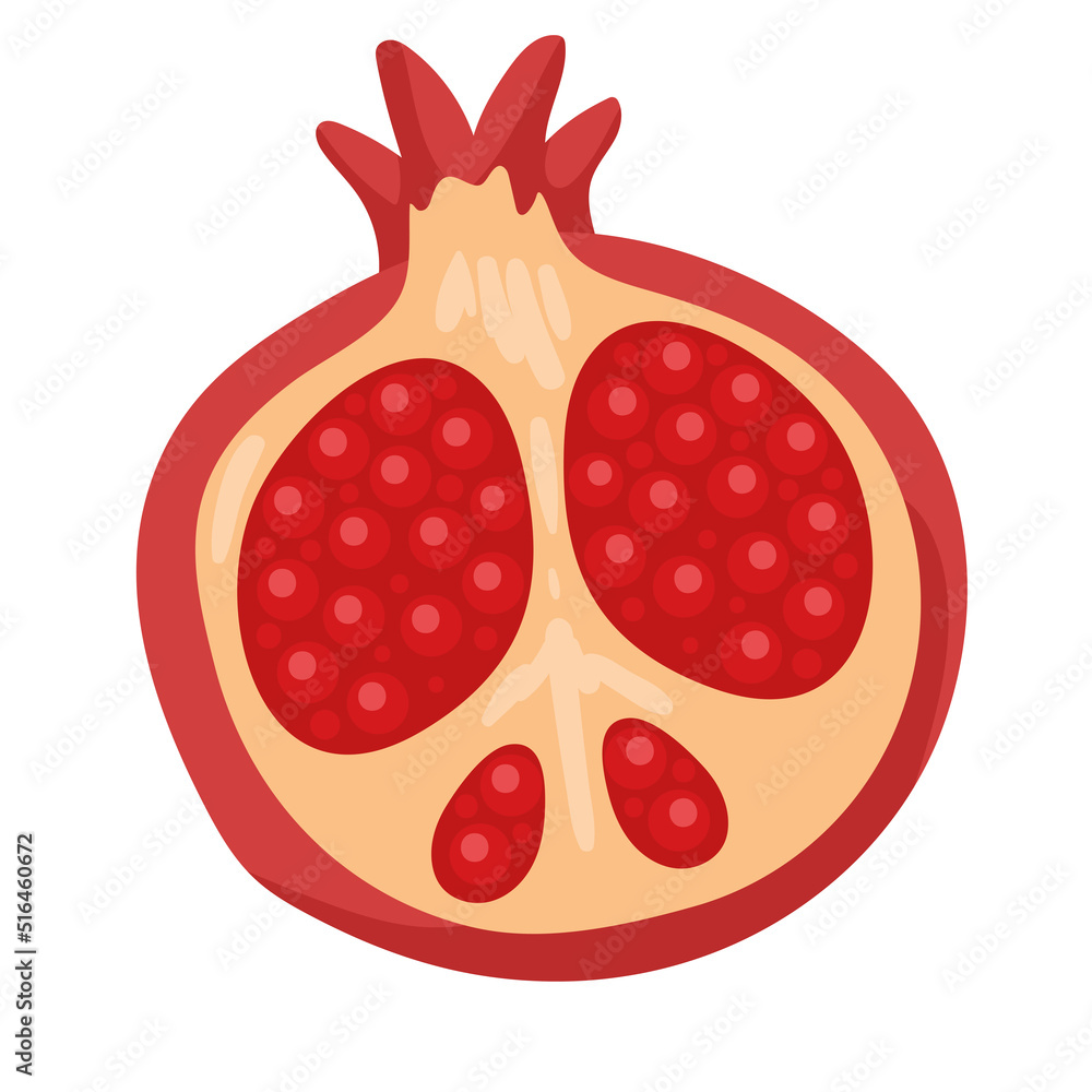 Sticker fresh half pomegranate fruit