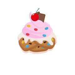 Vector illustration of cookies with cream. Illustration biscuits in flat style.