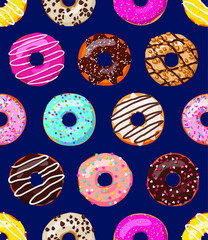 Donut Doughnut Seamless Vector Pattern - 516461258