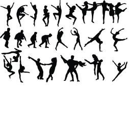 Dancing and activity silhouette collection
