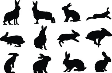 The set of Hare or Rabbit silhouette collection