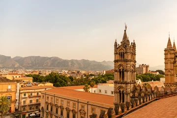 Poster panorama of the city of palermo sicily italy in summer © MKavalenkau