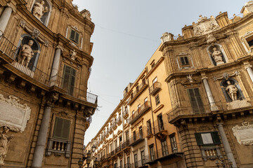 Fototapeta na wymiar streets of the city of palermo sicily italy in summer