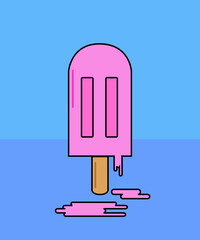 Pink melting ice cream, simple and forceful logo, minimalist