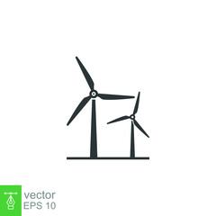 Wind power icon. Simple solid style. Mill, silhouette, farm, pictogram, wheel, power, technology, tower, power, energy alternative concept. Vector illustration isolated on white background EPS 10