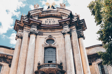 Closeup of Dominican Church in Lviv