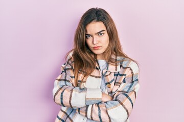 Young caucasian girl wearing casual clothes skeptic and nervous, disapproving expression on face...
