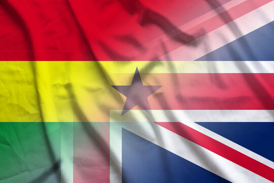 Ghana and England political flag transborder negotiation GBR GHA