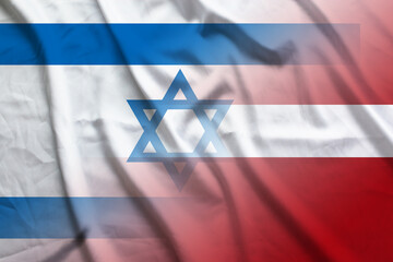 Israel and Latvia national flag international contract LVA ISR - obrazy, fototapety, plakaty