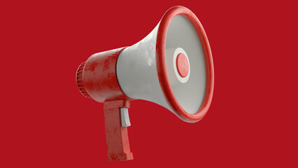 Red megaphone with ultra-realistic texture and very high resolution - With Path Selections - angle - option 2