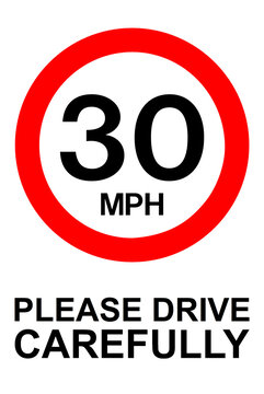 30mph Speed limit sign Speed restriction 