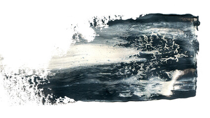 Black stripe painted with acrylic paint isolated on a white background. Abstract grunge painted texture - 516476819