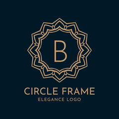 letter B circle frame elegance vector logo design