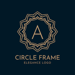 letter A circle frame elegance vector logo design