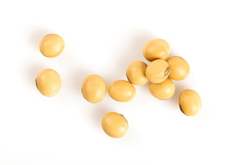 Top view Soybeans isolated on white background.