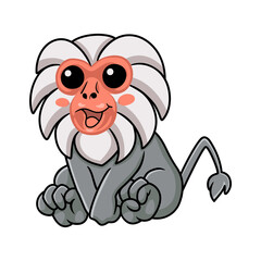 Fototapeta premium Cute little hamadryad monkey cartoon sitting