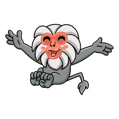 Cute little hamadryad monkey cartoon posing