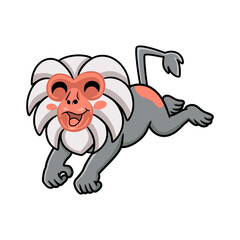 Cute little hamadryad monkey cartoon jumping