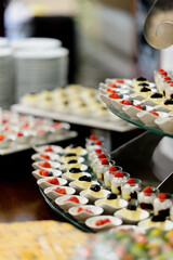 catering food, dessert and sweet, mini canapes, snacks and appetizers, food for the event, sweetmeat
