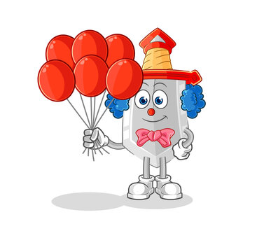 sword clown with balloons vector. cartoon character