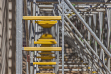 Steel metal scaffolding support structures for bridge construction