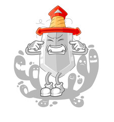 Naklejka premium depressed sword character. cartoon vector
