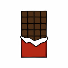 dark chocolate bar doodle icon, vector color line illustration
