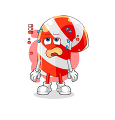 candy cane low battery mascot. cartoon vector