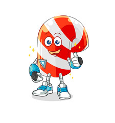 candy cane robot character. cartoon mascot vector
