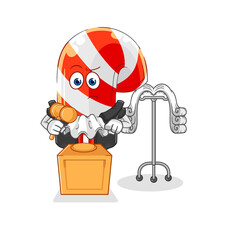candy cane judge holds gavel. character vector