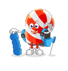 candy cane go camping mascot. cartoon vector