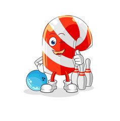 Obraz premium candy cane play bowling illustration. character vector