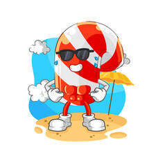 candy cane sunbathing in summer. character vector