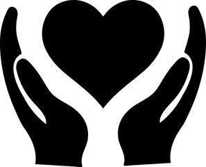 in the hands of the heart icon, vector illustration on white background..eps